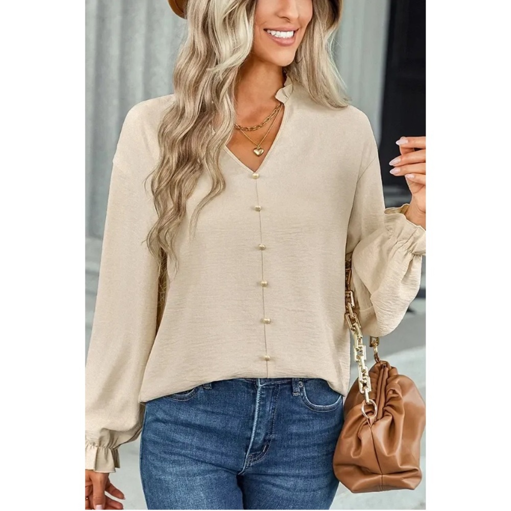 V-Neck Ruffle Blouse